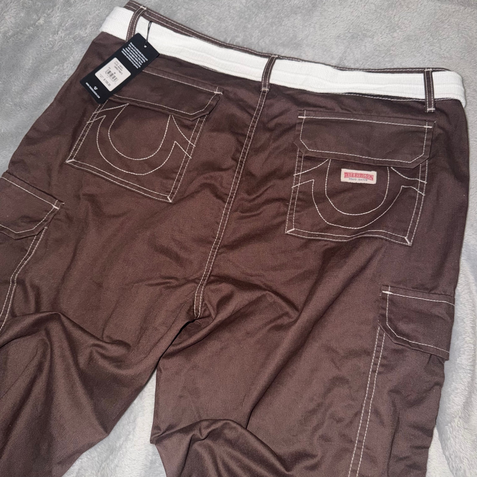 True Religion Jeans Men's Bracken Brown Baggy Cargo Pants Size 36 Y2k Nwt